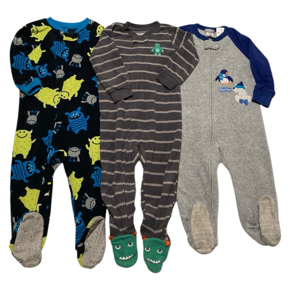 Carter’s 1 piece zip up footie pajamas 3-piece lot 2 - 18 months